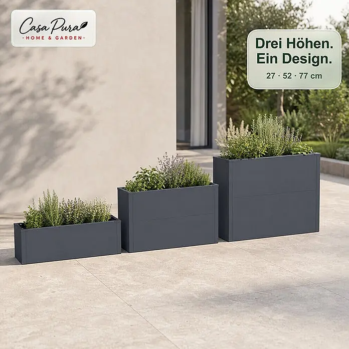 Floordirekt Hochbeet Andros 100 x 25 x 27 cm - 25 x 100 x 27 cm, Metall, Anthrazit