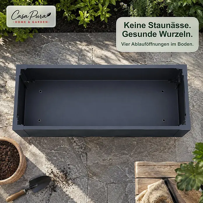 Floordirekt Hochbeet Andros 100 x 25 x 27 cm - 25 x 100 x 27 cm, Metall, Anthrazit