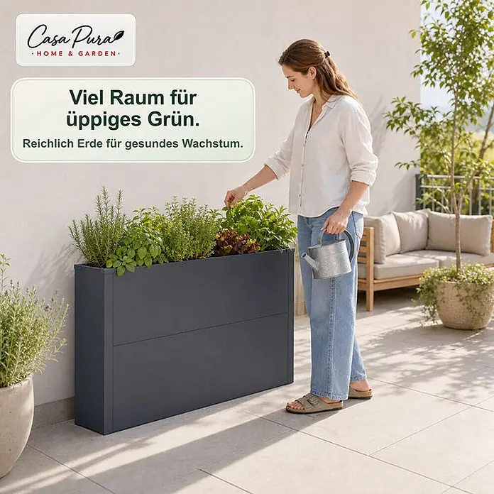 Floordirekt Hochbeet Andros 100 x 25 x 27 cm - 25 x 100 x 27 cm, Metall, Anthrazit