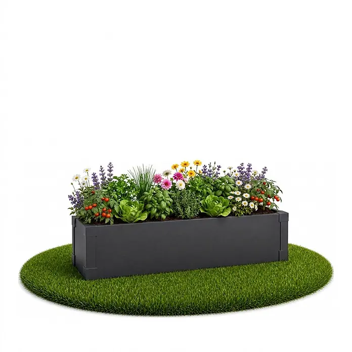 Floordirekt Hochbeet Andros 100 x 25 x 27 cm - 25 x 100 x 27 cm, Metall, Anthrazit