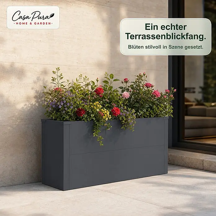 Floordirekt Hochbeet Andros 100 x 25 x 27 cm - 25 x 100 x 27 cm, Metall, Anthrazit