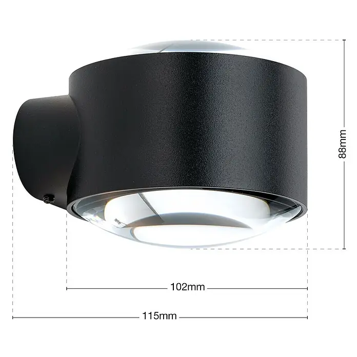 Orion Leuchten LED-Außenwandleuchte Tarta - 11 W, 11,5 x 10 x 8,8 cm, Schwarz, Klar, IP65