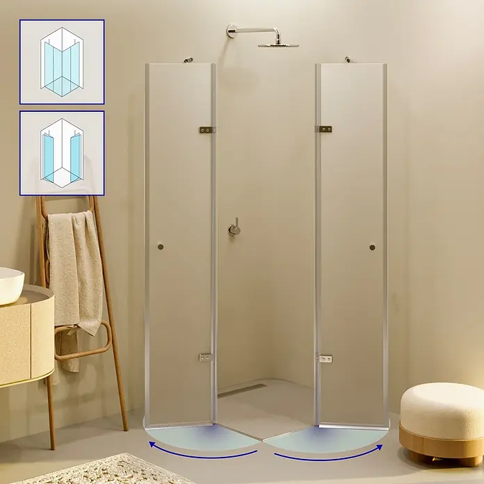 i-flair Eckdusche Alice 110x105x190 cm - Beschichtet, Silber, Stärke: 6 mm