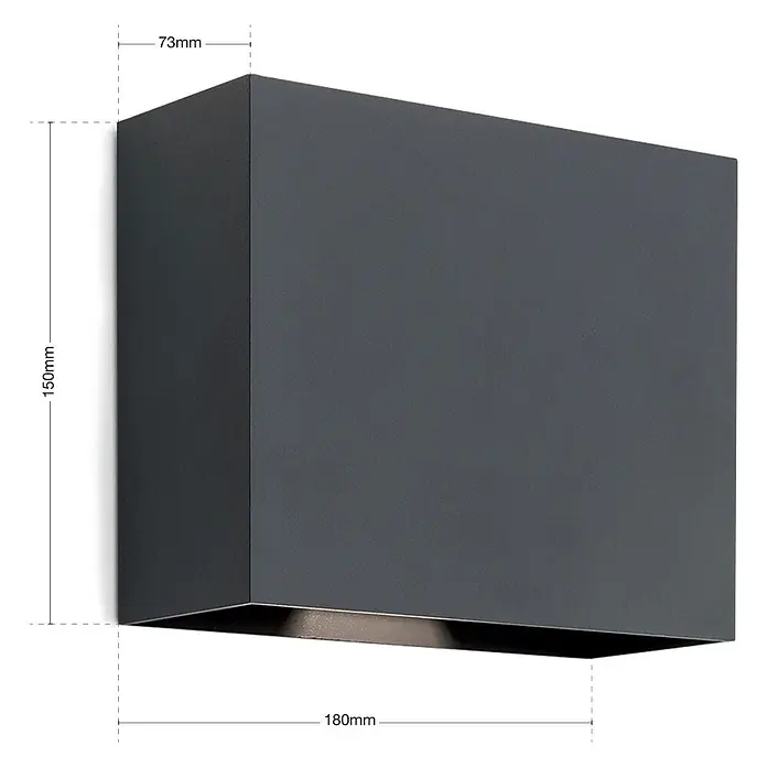 Orion Leuchten LED-Außenwandleuchte Akzent - 12 W, 7,4 x 18 x 14 cm, Anthrazit, Klar, IP54