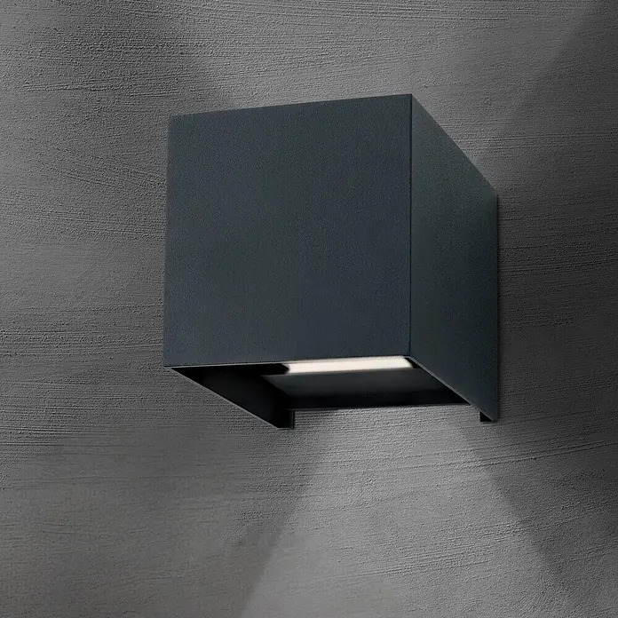 Orion Leuchten LED-Außenwandleuchte Cube - 6 W, 10 x 10 x 10 cm, Anthrazit, Klar, IP54