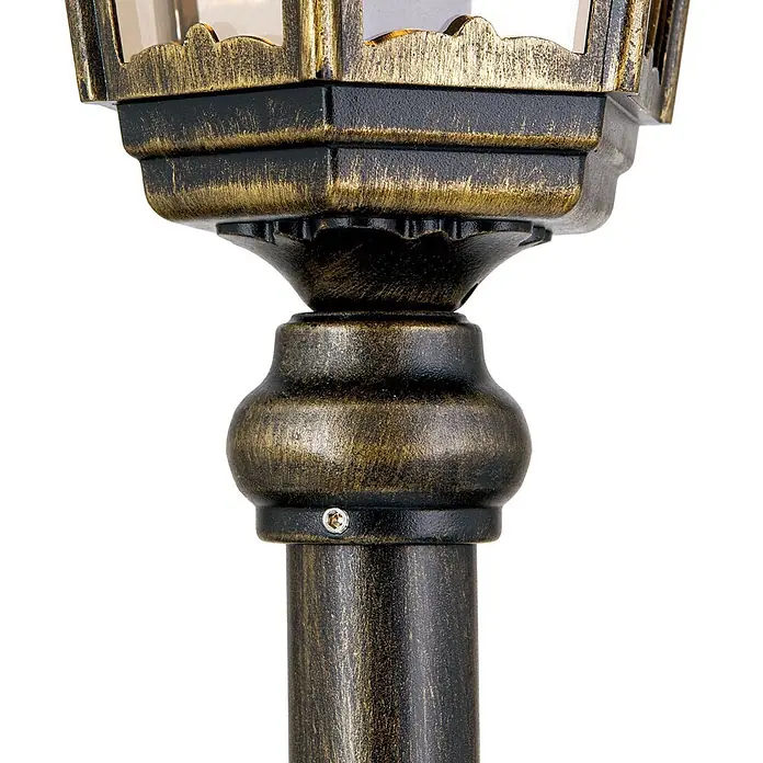 Orion Leuchten Außenlaterne Puchberg - 60 W, Farbe Gehäuse: Schwarz-Gold, 22 x 22 x 140 cm, Ohne Leuchtmittel