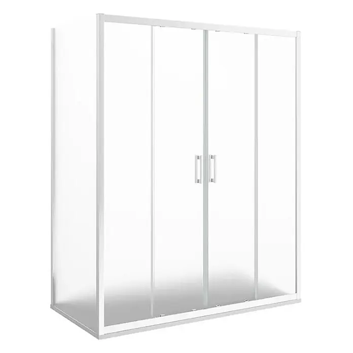 FRASCIO New Tecnology Eckdusche 170 x 90 cm - Verchromt, Chrom, Stärke: 6 mm - Weiß gerahmte Glas-Duschkabine mit Schiebetüren.