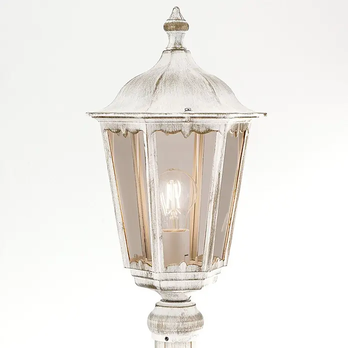 Orion Leuchten Außenlaterne Puchberg - 60 W, Farbe Gehäuse: Weiß-Gold, 22 x 22 x 211 cm, Ohne Leuchtmittel