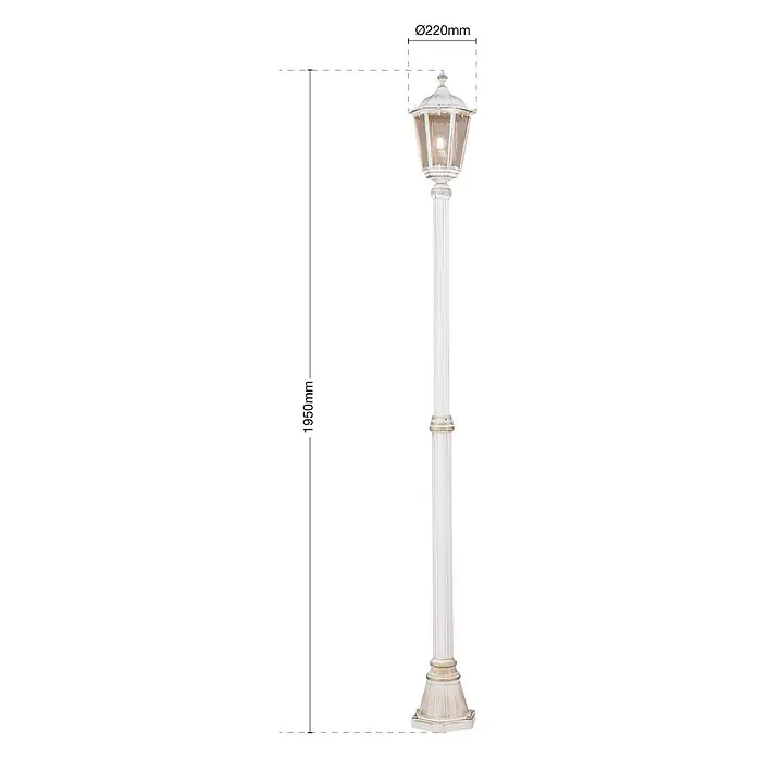 Orion Leuchten Außenlaterne Puchberg - 60 W, Farbe Gehäuse: Weiß-Gold, 22 x 22 x 211 cm, Ohne Leuchtmittel