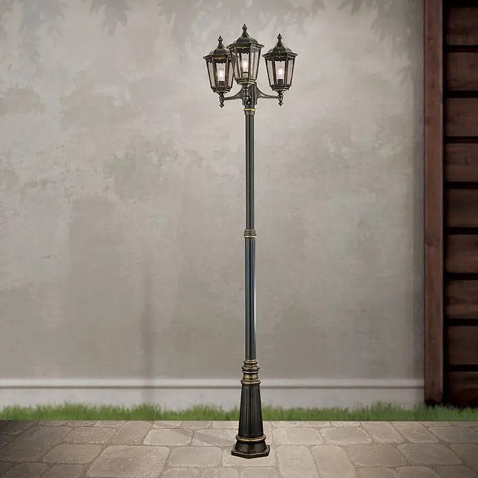 Orion Leuchten Außenlaterne Puchberg - 60 W, Farbe Gehäuse: Schwarz-Gold, 64 x 64 x 255 cm, Ohne Leuchtmittel