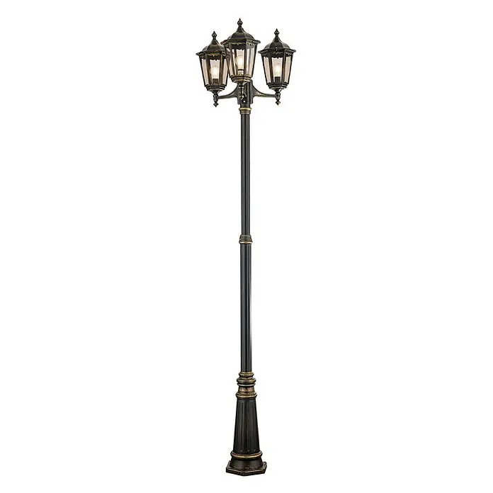 Orion Leuchten Außenlaterne Puchberg - 60 W, Farbe Gehäuse: Schwarz-Gold, 64 x 64 x 255 cm, Ohne Leuchtmittel