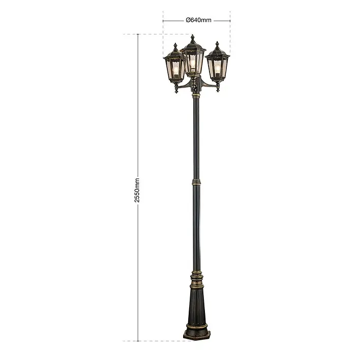 Orion Leuchten Außenlaterne Puchberg - 60 W, Farbe Gehäuse: Schwarz-Gold, 64 x 64 x 255 cm, Ohne Leuchtmittel