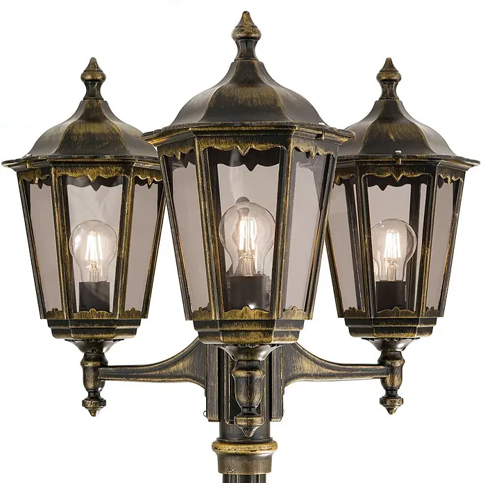 Orion Leuchten Außenlaterne Puchberg - 60 W, Farbe Gehäuse: Schwarz-Gold, 64 x 64 x 255 cm, Ohne Leuchtmittel