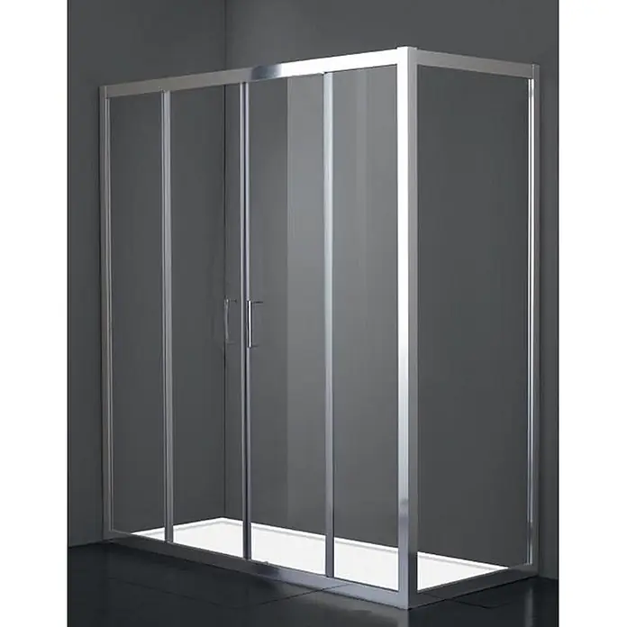 FRASCIO New Tecnology Eckdusche 140 x 70 cm - Verchromt, Chrom, Stärke: 6 mm