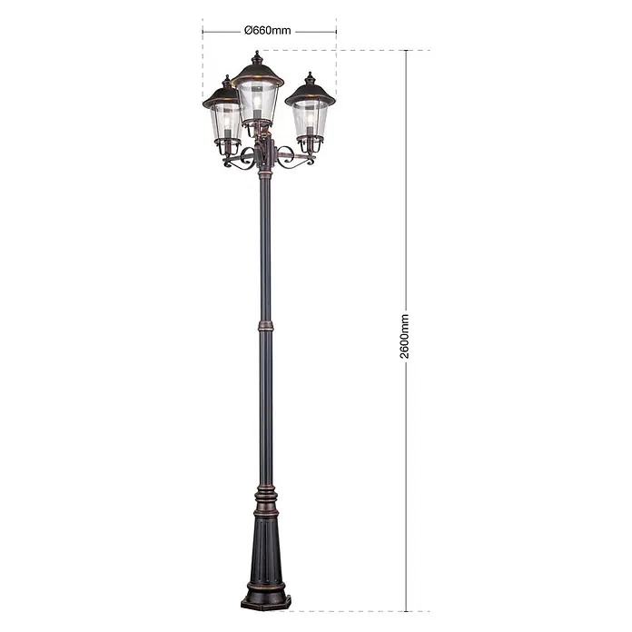 Orion Leuchten Außenlaterne Kenzo - 60 W, Farbe Gehäuse: Kupfer, 66 x 66 x 260 cm, Ohne Leuchtmittel