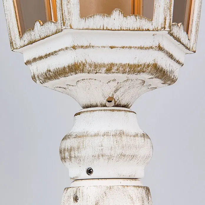 Orion Leuchten Außenlaterne Puchberg - 60 W, Farbe Gehäuse: Weiß-Gold, 22 x 22 x 53 cm, Ohne Leuchtmittel