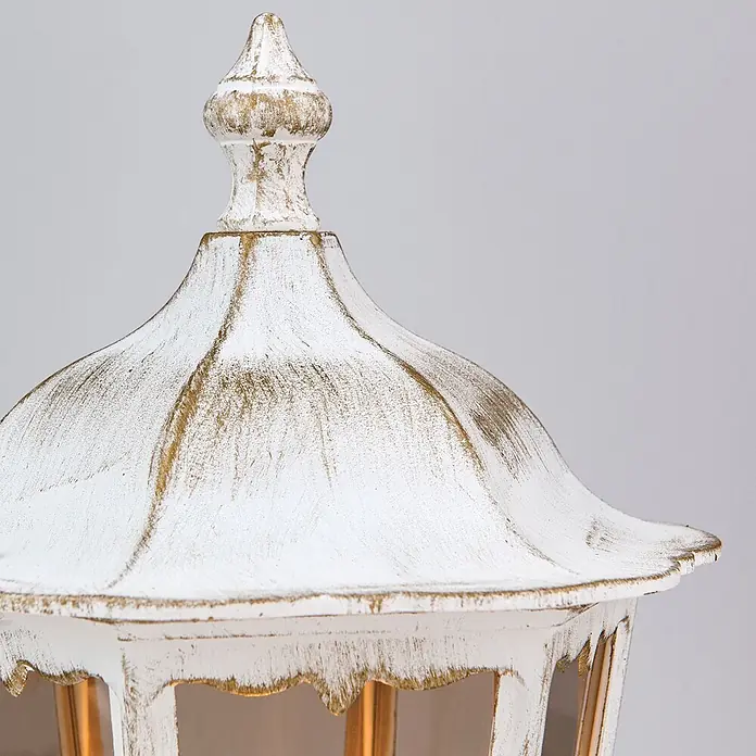 Orion Leuchten Außenlaterne Puchberg - 60 W, Farbe Gehäuse: Weiß-Gold, 22 x 22 x 53 cm, Ohne Leuchtmittel