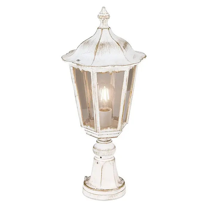 Orion Leuchten Außenlaterne Puchberg - 60 W, Farbe Gehäuse: Weiß-Gold, 22 x 22 x 53 cm, Ohne Leuchtmittel