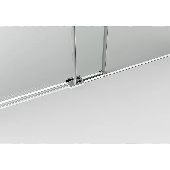 FRASCIO New Tecnology Eckdusche 75 x 70 cm - Verchromt, Chrom, Stärke: 6 mm - Bodenschiene für Duschwand mit Klarglas und Führungsmechanismus.