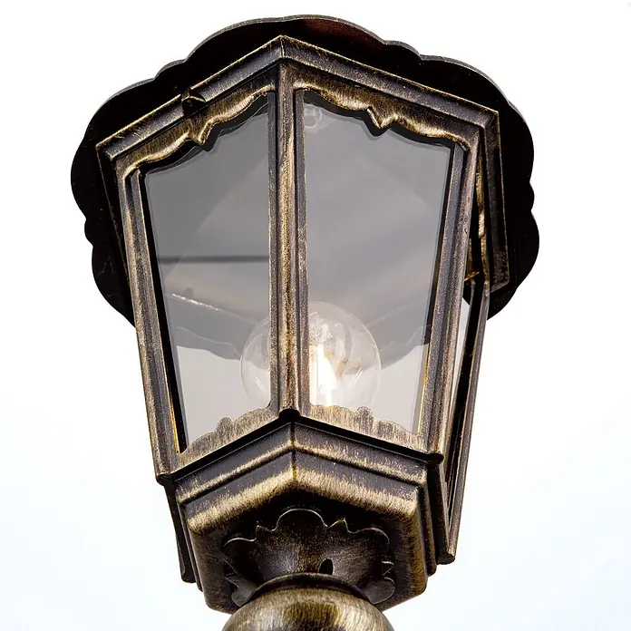Orion Leuchten Außenlaterne Puchberg - 60 W, Farbe Gehäuse: Schwarz-Gold, 22 x 22 x 211 cm, Ohne Leuchtmittel