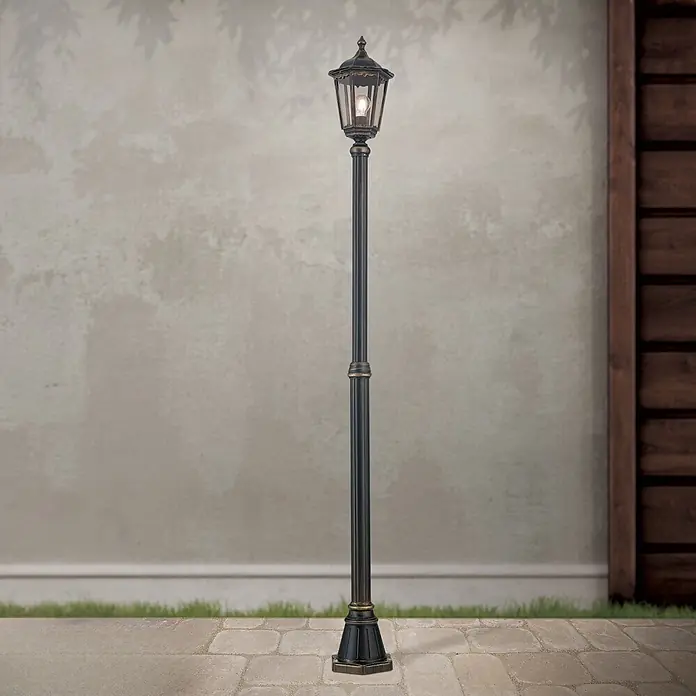 Orion Leuchten Außenlaterne Puchberg - 60 W, Farbe Gehäuse: Schwarz-Gold, 22 x 22 x 211 cm, Ohne Leuchtmittel