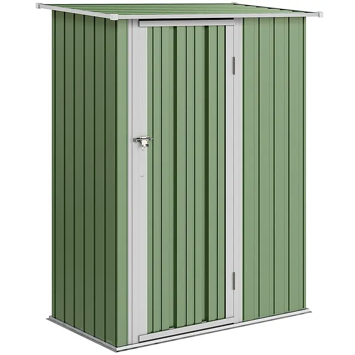 Outsunny Gerätehaus - Außenbreite inkl. Dachüberstand: 142 cm, Außentiefe inkl. Dachüberstand: 86 cm, Stahl, Grün