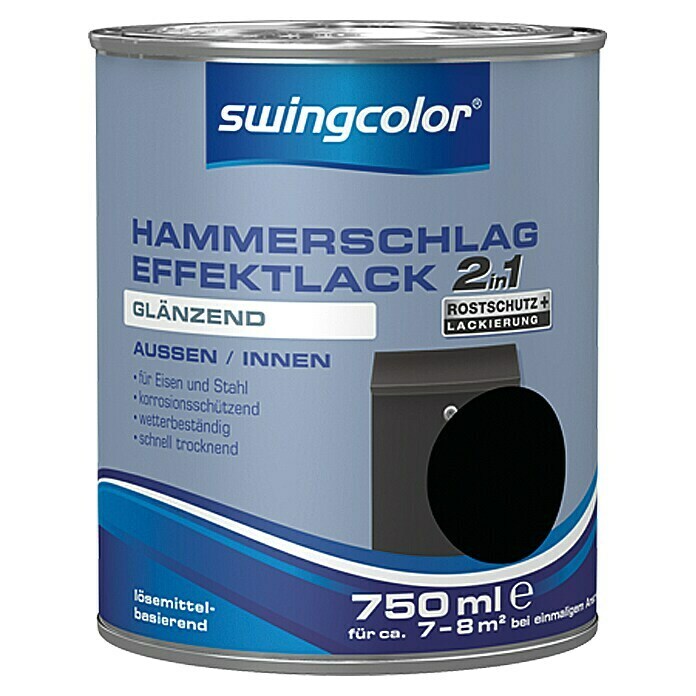 swingcolor Hammerschlag-Effektlack (Schwarz, 750 ml, Glänzend, Lösemittelbasiert)