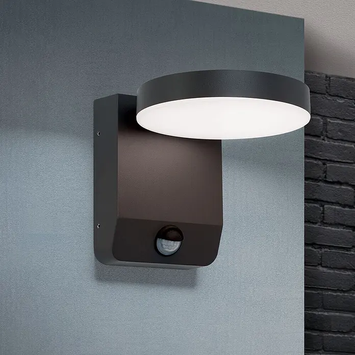 Orion Leuchten LED-Sensor-Außenwandleuchte Hendryk - 21 W, L x B x H: 20 x 12 x 16 cm, Anthrazit, Opal, Warmweiß