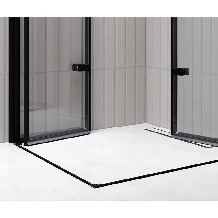 i-flair Eckdusche Emma 90x90x180 cm - Beschichtet, Schwarz, Stärke: 6 mm
