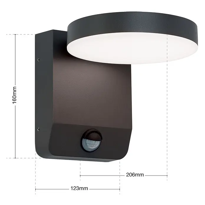Orion Leuchten LED-Sensor-Außenwandleuchte Hendryk - 21 W, L x B x H: 20 x 12 x 16 cm, Anthrazit, Opal, Warmweiß