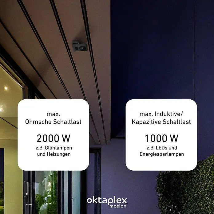 Oktaplex Motion Bewegungsmelder Tea - Reichweite Sensor: 9 m, Anthrazit, Erfassungswinkel Sensor: 360 °, L x B x H: 174 x 87 x 66 mm