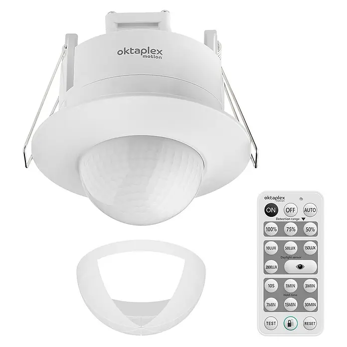 Oktaplex Motion Bewegungsmelder Sam - Reichweite Sensor: 10 m, Weiß, Erfassungswinkel Sensor: 360 °, L x B x H: 100 x 100 x 92 mm