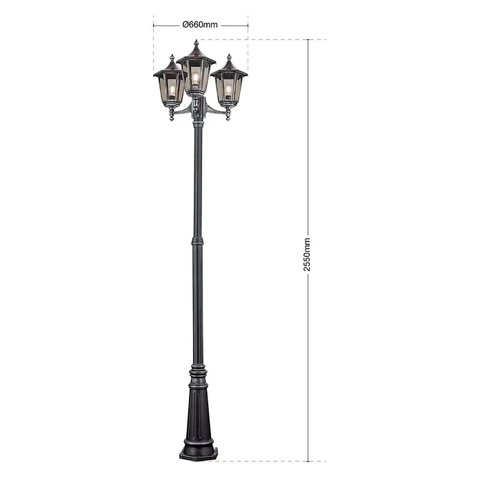 Orion Leuchten Kandelaber Hermine - 60 W, Farbe Gehäuse: Kupfer-Schwarz, 66 x 66 x 255 cm, Ohne Leuchtmittel