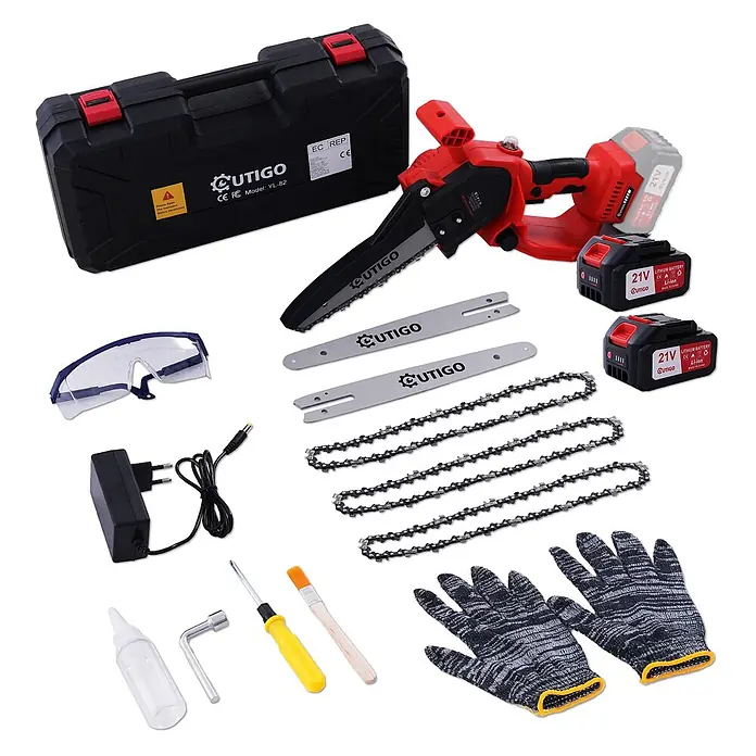 OUTIGO Akku-Kettensägen-Set - 21 V, 4 Ah, Anzahl Akkus: 2 Akkus, Schwertlänge: 15 cm