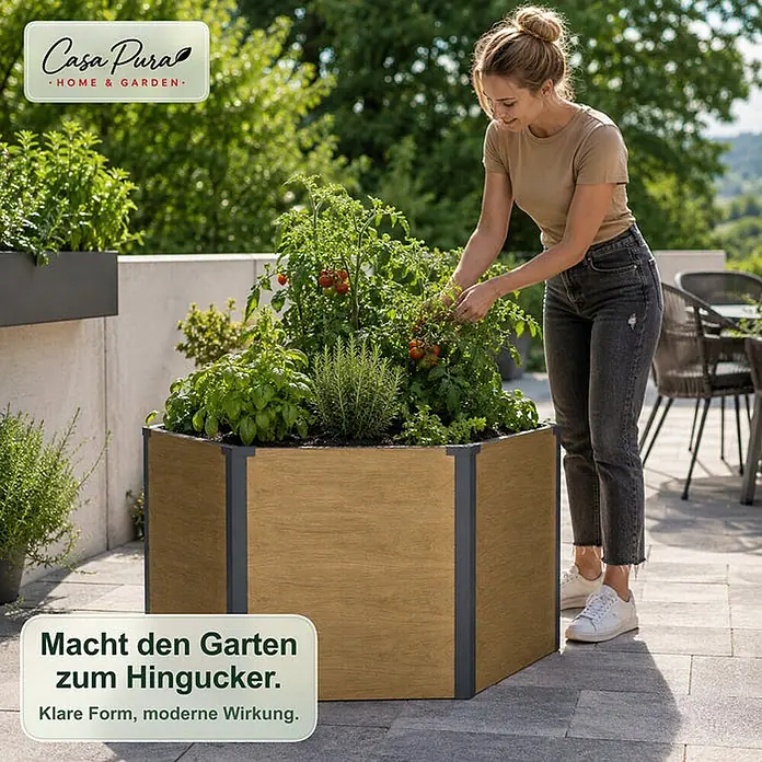 Floordirekt Hochbeet Lilia Holzoptik 100 x 87 x 77 cm - 87 x 100,4 x 77 cm, Metall, Holz