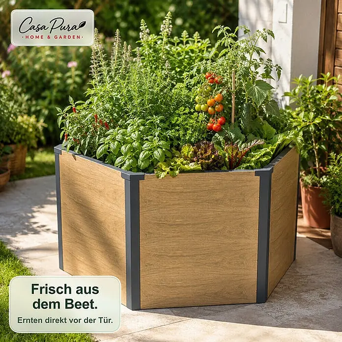 Floordirekt Hochbeet Lilia Holzoptik 100 x 87 x 77 cm - 87 x 100,4 x 77 cm, Metall, Holz
