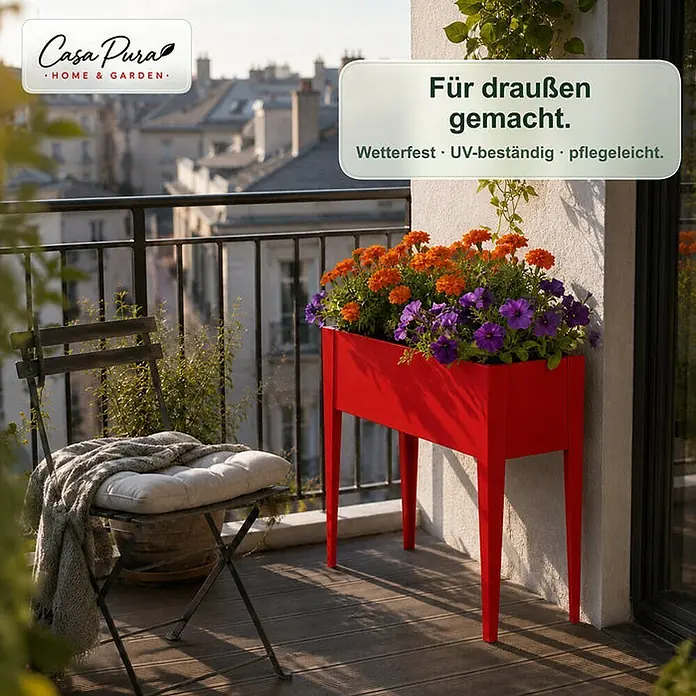Floordirekt Hochbeet Timo Rot 100 x 30 x 80 cm - 30 x 100 x 80 cm, Metall, Rot