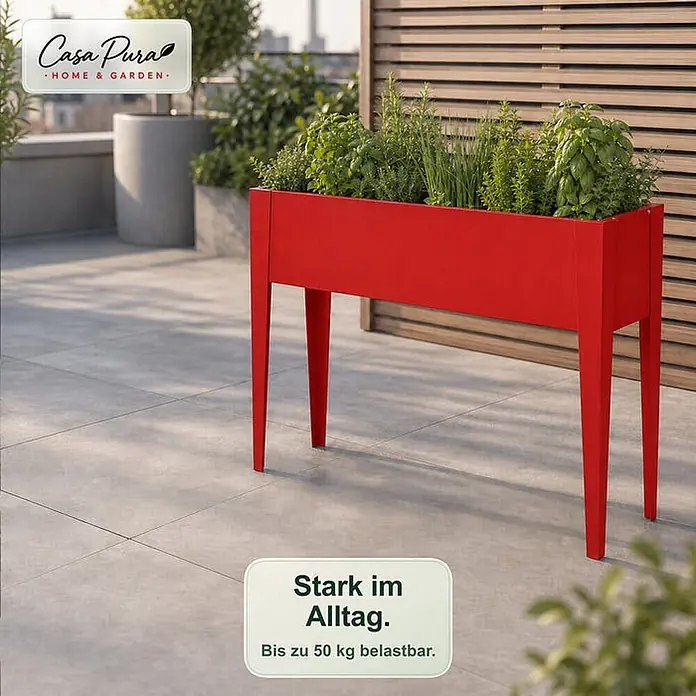 Floordirekt Hochbeet Timo Rot 100 x 30 x 80 cm - 30 x 100 x 80 cm, Metall, Rot