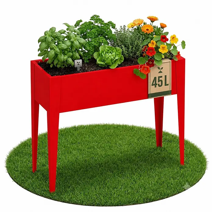 Floordirekt Hochbeet Timo Rot 100 x 30 x 80 cm - 30 x 100 x 80 cm, Metall, Rot