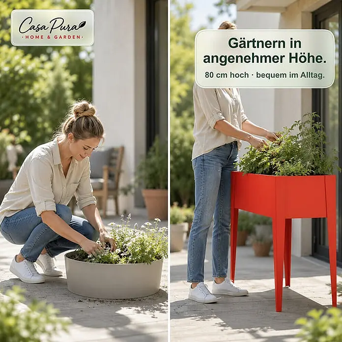Floordirekt Hochbeet Timo Rot 100 x 30 x 80 cm - 30 x 100 x 80 cm, Metall, Rot