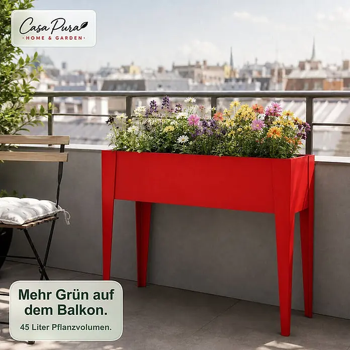 Floordirekt Hochbeet Timo Rot 100 x 30 x 80 cm - 30 x 100 x 80 cm, Metall, Rot
