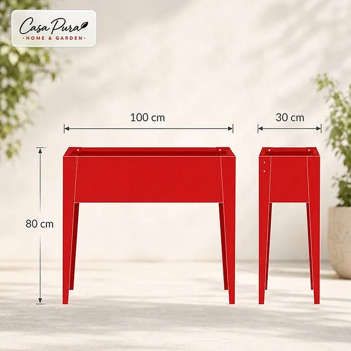 Floordirekt Hochbeet Timo Rot 100 x 30 x 80 cm - 30 x 100 x 80 cm, Metall, Rot