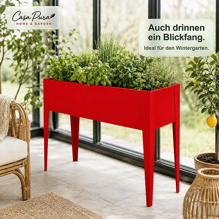 Floordirekt Hochbeet Timo Rot 100 x 30 x 80 cm - 30 x 100 x 80 cm, Metall, Rot