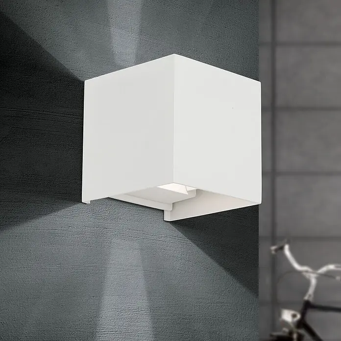 Orion Leuchten LED-Außenwandleuchte Cube - 6 W, 10 x 10 x 10 cm, Weiß, Klar, IP54