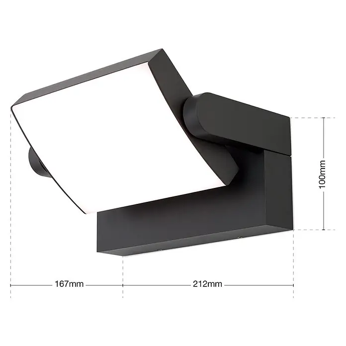 Orion Leuchten LED-Außenwandleuchte Ginger - 21 W, 16 x 21 x 10 cm, Anthrazit, Opal, IP54