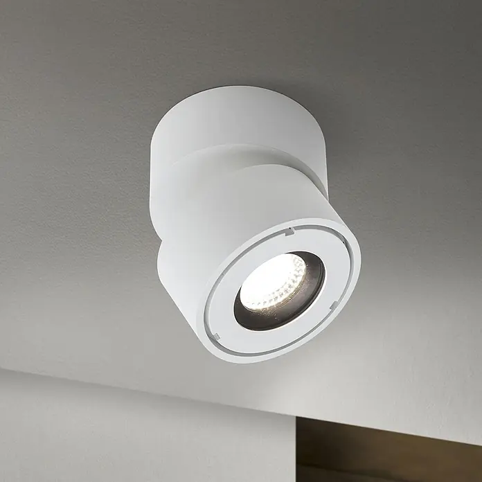 Orion Leuchten LED-Außenwandleuchte Harvey - 15 W, 10 x 10 x 10 cm, Weiß, Klar, IP65 - Weißer zylindrischer, verstellbarer Deckenstrahler, beleuchtet.