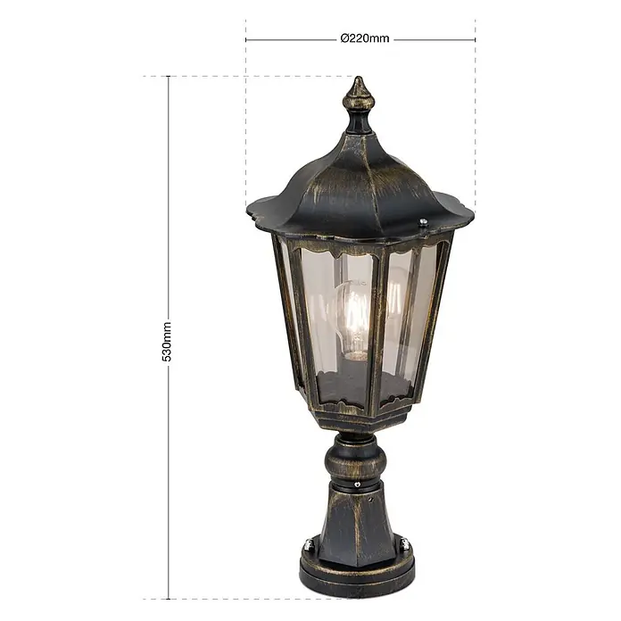 Orion Leuchten Außenlaterne Puchberg - 60 W, Farbe Gehäuse: Schwarz-Gold, 22 x 22 x 53 cm, Ohne Leuchtmittel