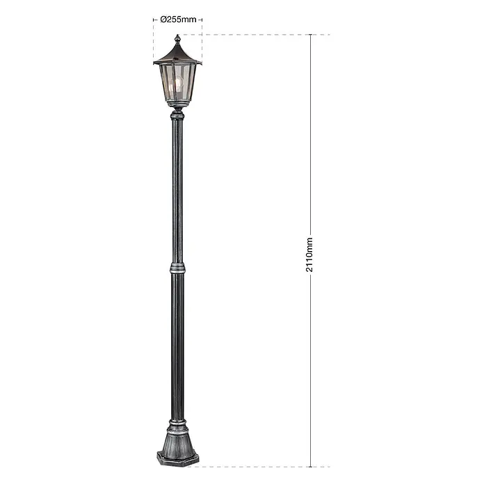 Orion Leuchten Außenlaterne Hermine - 60 W, Farbe Gehäuse: Kupfer-Schwarz, 25,5 x 25,5 x 211 cm, Ohne Leuchtmittel