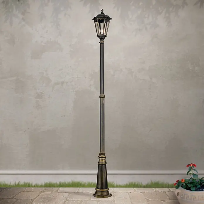 Orion Leuchten Außenlaterne Puchberg - 60 W, Farbe Gehäuse: Schwarz-Gold, 28 x 28 x 249 cm, Ohne Leuchtmittel