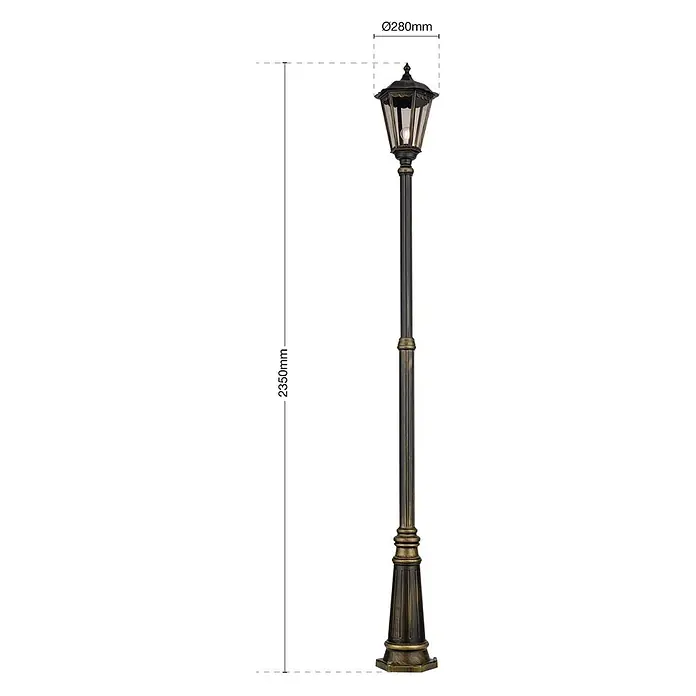 Orion Leuchten Außenlaterne Puchberg - 60 W, Farbe Gehäuse: Schwarz-Gold, 28 x 28 x 249 cm, Ohne Leuchtmittel